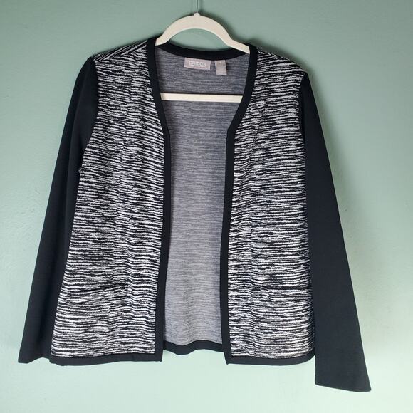 Chico's Womens Black Sweater Cardigan Banded Open Front Jacket Size 1 Medium - Picture 1 of 5